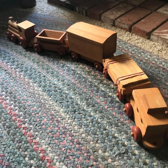 Antique Montgomery Schoolhouse Large Wooden Train from 80’s Large - Picture 1 of 10